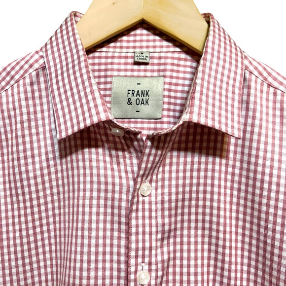 Frank & Oak Cotton Oxford Brick Red Check Button Up Shirt in Medium - Picture 1 of 9